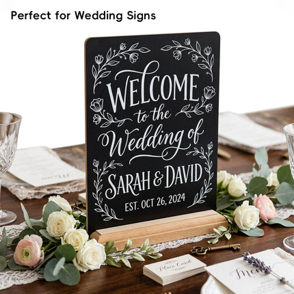 Mini Wooden Chalkboard Signs 4 Pack Reusable Message Board with Stand for Cafe