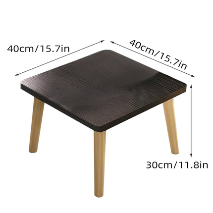 Small Square Coffee Table Black Low Side Table for Living Room Bedroom Balcony