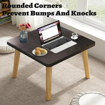 Small Square Coffee Table Black Low Side Table for Living Room Bedroom Balcony