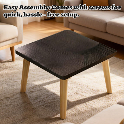 Small Square Coffee Table Black Low Side Table for Living Room Bedroom Balcony