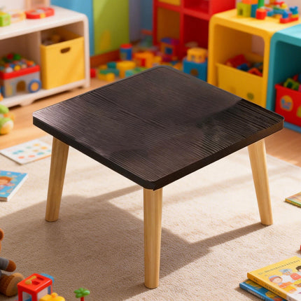 Small Square Coffee Table Black Low Side Table for Living Room Bedroom Balcony