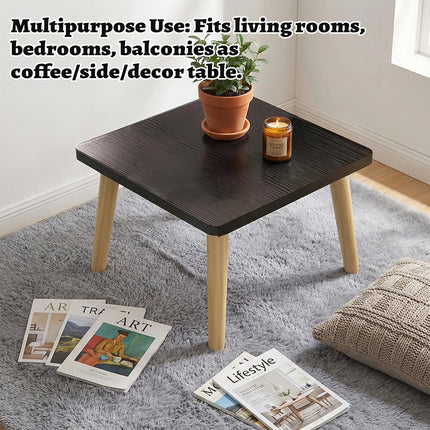 Small Square Coffee Table Black Low Side Table for Living Room Bedroom Balcony
