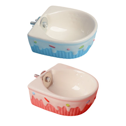 Small Pet Hanging Ceramic Bowl Ceramic Food Dish for Cage Rabbit Chinchilla Rat