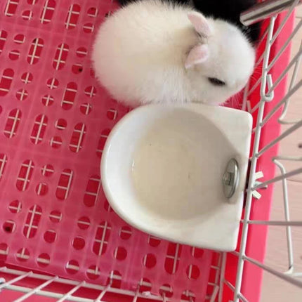 Small Pet Hanging Ceramic Bowl Ceramic Food Dish for Cage Rabbit Chinchilla Rat