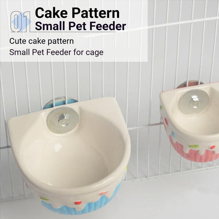Small Pet Hanging Ceramic Bowl Ceramic Food Dish for Cage Rabbit Chinchilla Rat