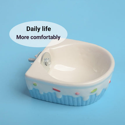 Small Pet Hanging Ceramic Bowl Ceramic Food Dish for Cage Rabbit Chinchilla Rat