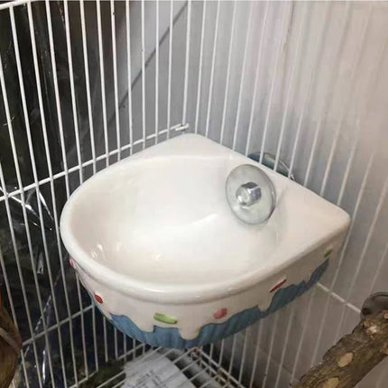 Small Pet Hanging Ceramic Bowl Ceramic Food Dish for Cage Rabbit Chinchilla Rat