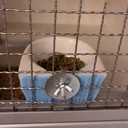 Small Pet Hanging Ceramic Bowl Ceramic Food Dish for Cage Rabbit Chinchilla Rat