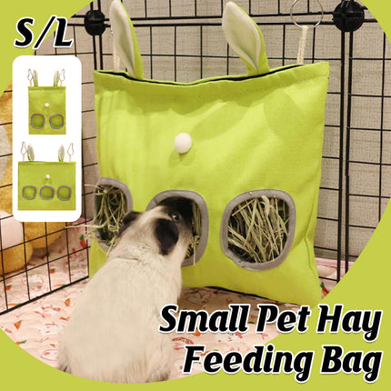 Small Pet Hay Feeding Bag Hanging Design Durable Canvas Material Dustproof