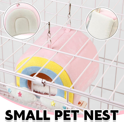 Small Pet Hammock Cage Hanging Use Cute Rainbow Design Small Animal Hideaway