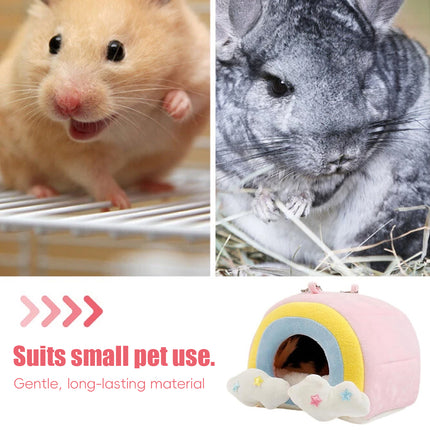 Small Pet Hammock Cage Hanging Use Cute Rainbow Design Small Animal Hideaway