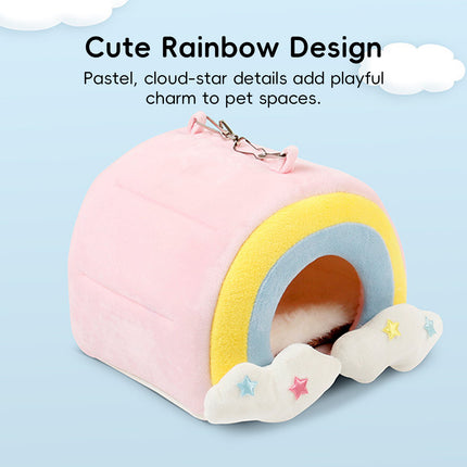 Small Pet Hammock Cage Hanging Use Cute Rainbow Design Small Animal Hideaway