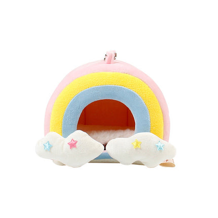 Small Pet Hammock Cage Hanging Use Cute Rainbow Design Small Animal Hideaway