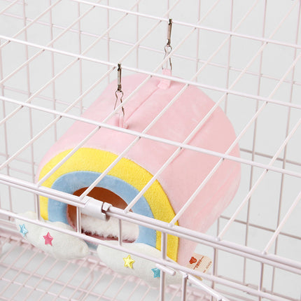 Small Pet Hammock Cage Hanging Use Cute Rainbow Design Small Animal Hideaway