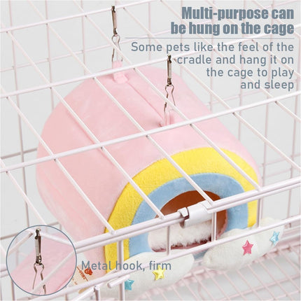 Small Pet Hammock Cage Hanging Use Cute Rainbow Design Small Animal Hideaway