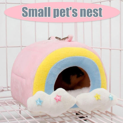 Small Pet Hammock Cage Hanging Use Cute Rainbow Design Small Animal Hideaway