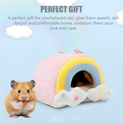 Small Pet Hammock Cage Hanging Use Cute Rainbow Design Small Animal Hideaway