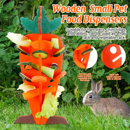 Carrot Shaped Wooden Food Dispenser Rabbit Toy Bunny Chew Enrichment Pet Toy