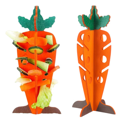 Carrot Shaped Wooden Food Dispenser Rabbit Toy Bunny Chew Enrichment Pet Toy
