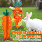 Carrot Shaped Wooden Food Dispenser Rabbit Toy Bunny Chew Enrichment Pet Toy
