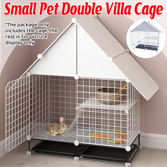 Indoor Outdoor Rabbit Hutch Double Layer Cage Cleaning Free Bunny House Villa