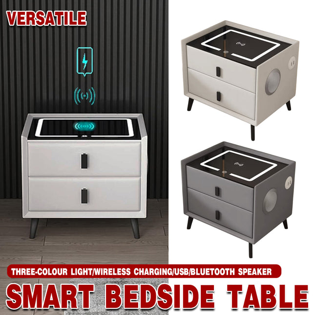 Smart Bedside Table Modern Multi Functional Storage Cabinet Nightstand Organizer