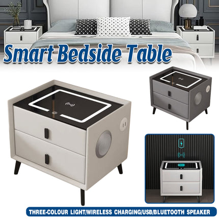 Smart Bedside Table Modern Multi Functional Storage Cabinet Nightstand Organizer