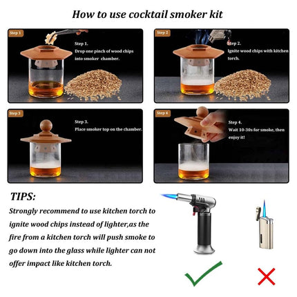 Wine Smoker Kit for Cocktails Whiskey for Home Bar Bartenders Drinks Infusion