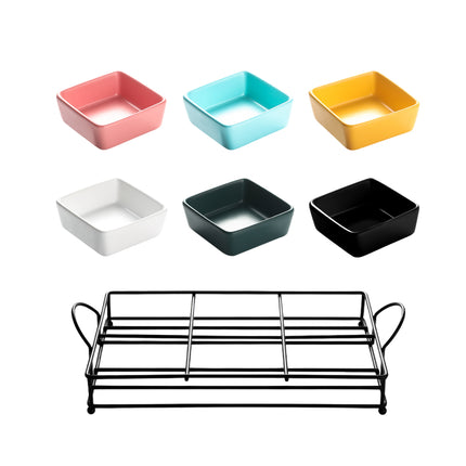 6 Compartment Serving Tray Set with Stand Portable Snack Organiser Party Platter