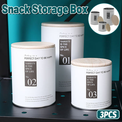 Snack Storage Jar Set 3pcs Iron Canister Black Metal Kitchen Food Container