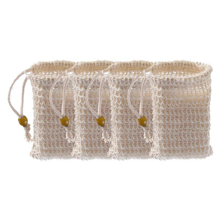 1/2/4/8X Flax Soap Exfoliating Bags with Foaming Net & Drawstring