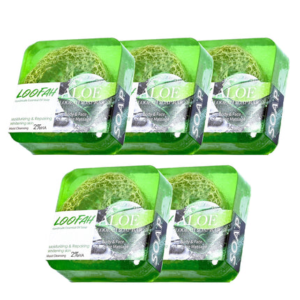5PCS Loofah Soap Bar Essential Oil Facial Cleansing Exfoliating Bath Body Care