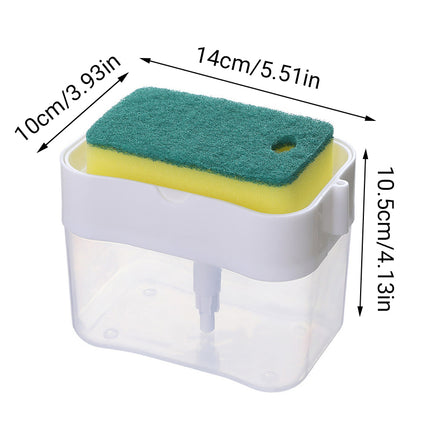 2 In 1 Soap Pump Dispenser Sponge Holder Dish Washing Liquid Container Kitchen