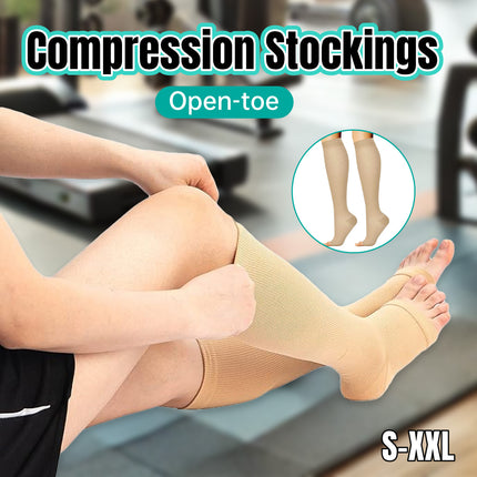 Open Toe Compression Socks Calf Support Long Tube for Sleep / Recovery