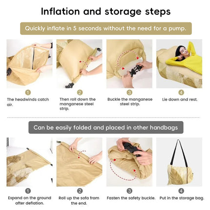 Portable Inflatable Sofa Amphibious Air Mattress Foldable For Outdoor Relax