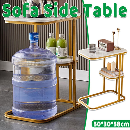 2-Tier Sofa Side Table with Storage Shelf for Living Room Bedroom Space Saving
