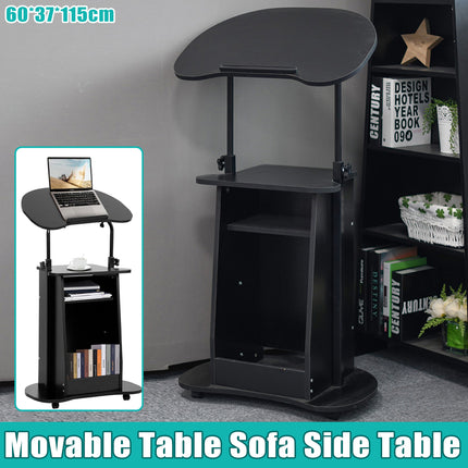 Mobile Height Adjustable Sofa Side Table Computer Desk with Wheels Space Saving