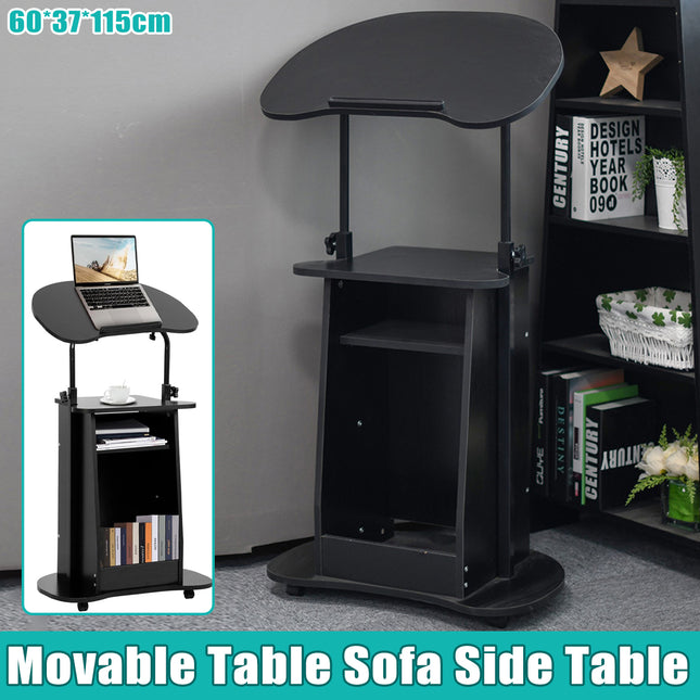 Mobile Height Adjustable Sofa Side Table Computer Desk with Wheels Space Saving