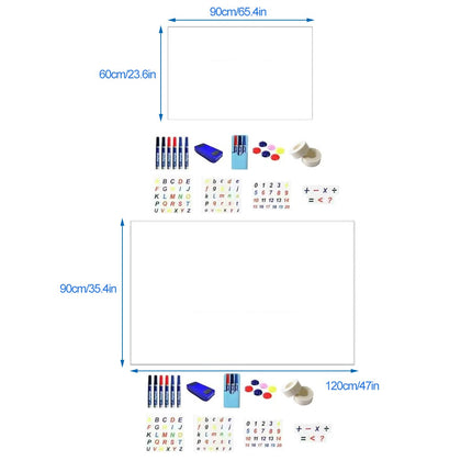 Soft Magnetic Whiteboard Sheet Set 60x90 or 90x100cm