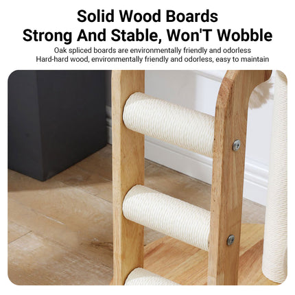 Solid Wood Integrated Cat Climbing Frame Bed Tree with Scratch Post for Cats