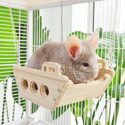 Wooden Cradle Swing Hammock Cage Accessory for Small Pets Cage Decoration Use