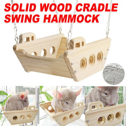 Wooden Cradle Swing Hammock Cage Accessory for Small Pets Cage Decoration Use