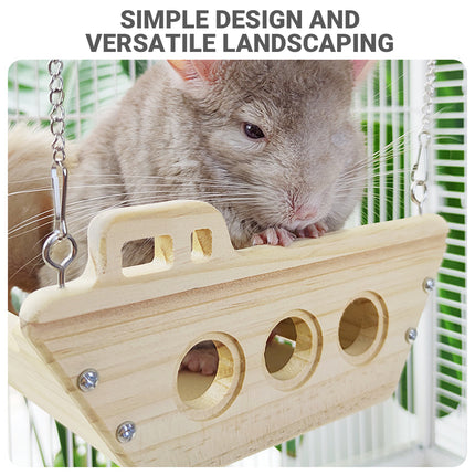 Wooden Cradle Swing Hammock Cage Accessory for Small Pets Cage Decoration Use