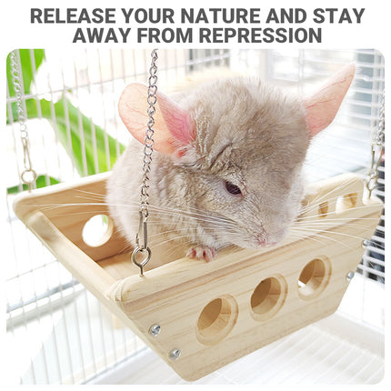 Wooden Cradle Swing Hammock Cage Accessory for Small Pets Cage Decoration Use