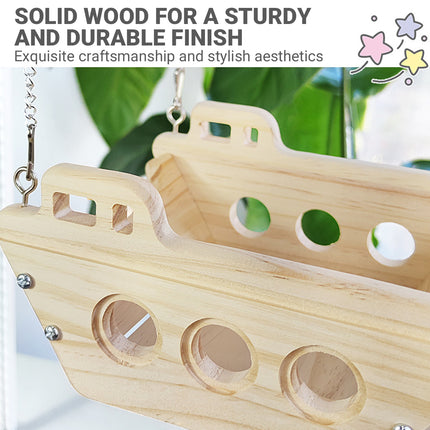 Wooden Cradle Swing Hammock Cage Accessory for Small Pets Cage Decoration Use