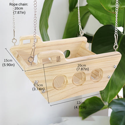 Wooden Cradle Swing Hammock Cage Accessory for Small Pets Cage Decoration Use