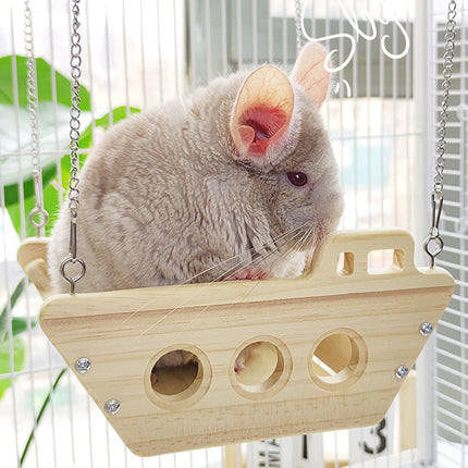 Wooden Cradle Swing Hammock Cage Accessory for Small Pets Cage Decoration Use