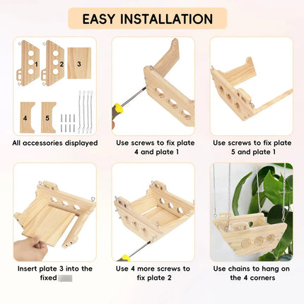 Wooden Cradle Swing Hammock Cage Accessory for Small Pets Cage Decoration Use
