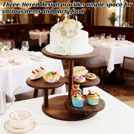 Multi Tier Solid Wood Cake Snack Display Stand for Bakery Coffee Party Decor