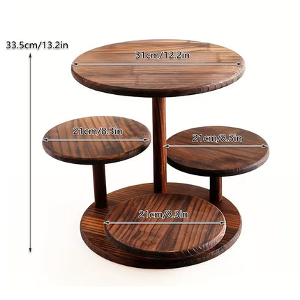 Multi Tier Solid Wood Cake Snack Display Stand for Bakery Coffee Party Decor